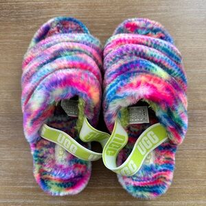 UGG Fluff Yeah Rainbow Tie-Dye Slippers